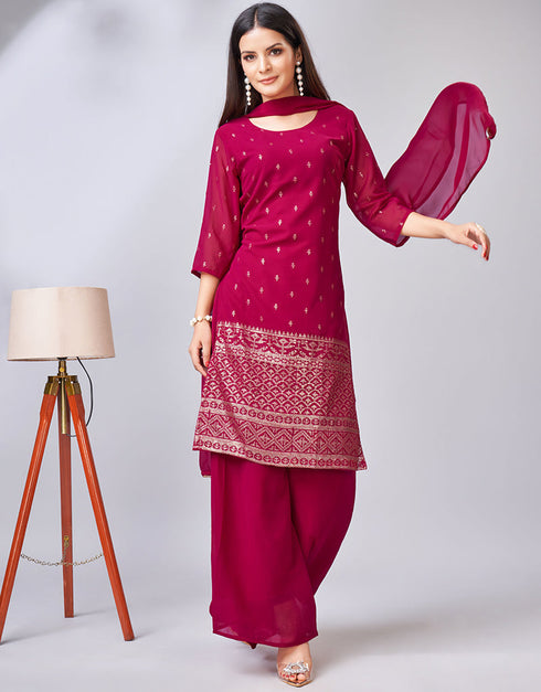 elegant pink georgette heavy designer wedding wear georgette salwar suit with pink georgette 13559-acy3389 Front View