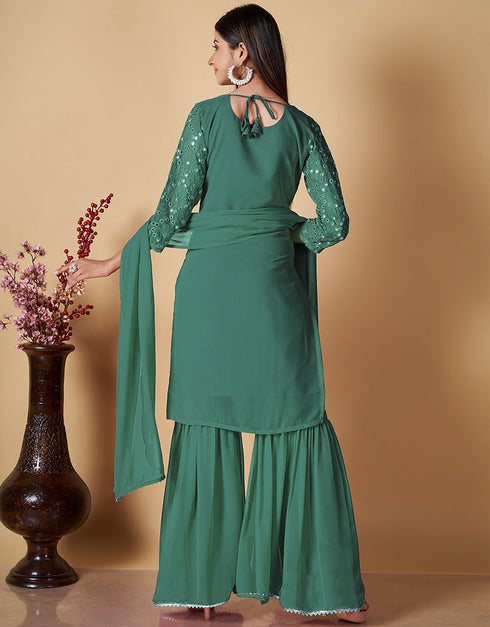 sleek mint green georgette heavy designer wedding wear georgette salwar suit with mint green georgette 13570-acy3451 Close-up View