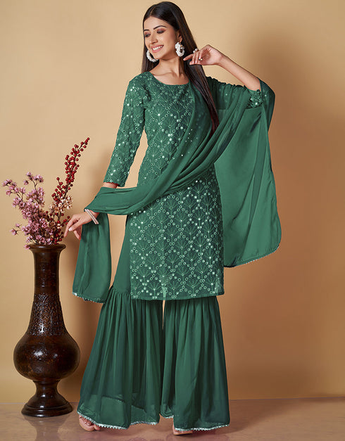 sleek mint green georgette heavy designer wedding wear georgette salwar suit with mint green georgette 13570-acy3451 Front View