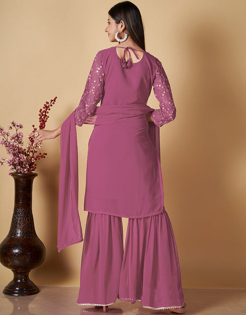 modern pink georgette heavy designer wedding wear georgette salwar suit with pink georgette 13570-acy3452 Close-up View