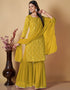 classy yellow georgette heavy designer wedding wear georgette salwar suit with yellow georgette 13570-acy3456 Front View
