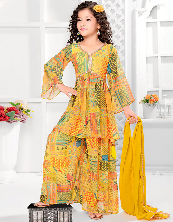 designer party wear readymade salwar suit georgette georgette yellow of-13571-acy3458 Front View
