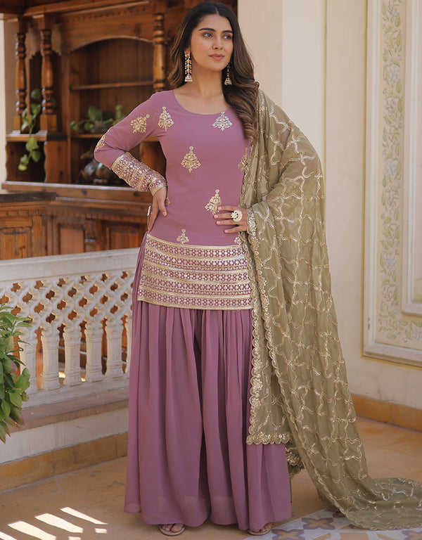 elegant onion faux georgette trendy designer readymade suit collection with onion faux georgette 13591-acy3611 Front View