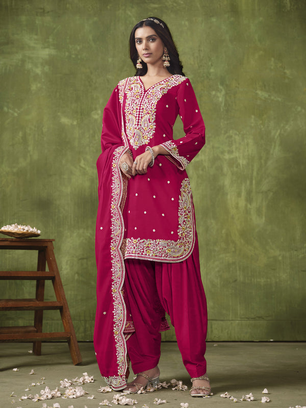 Pink P V Chanderi Patiyala Dress Acy8418