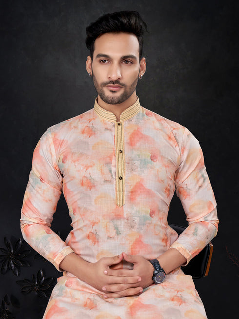 Pink Kurta Silk Payjama Closure View