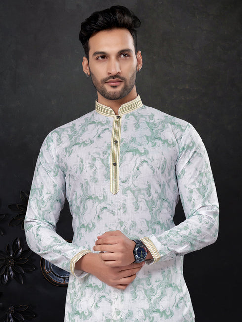 Blue Kurta Silk Payjama Closure View