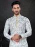 Blue Kurta Silk Payjama Closure View
