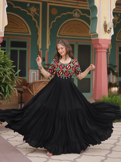 Black Rayon Anarkali Dress Acy9203 Salwar Kameez