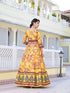 Yellow Dola Silk Anarkali Dress Acy9241 Closure View