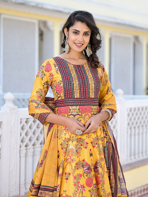 Yellow Dola Silk Anarkali Dress Acy9241 Back View