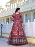 Burgundy Dola Silk Anarkali Dress Acy9242 Closure View