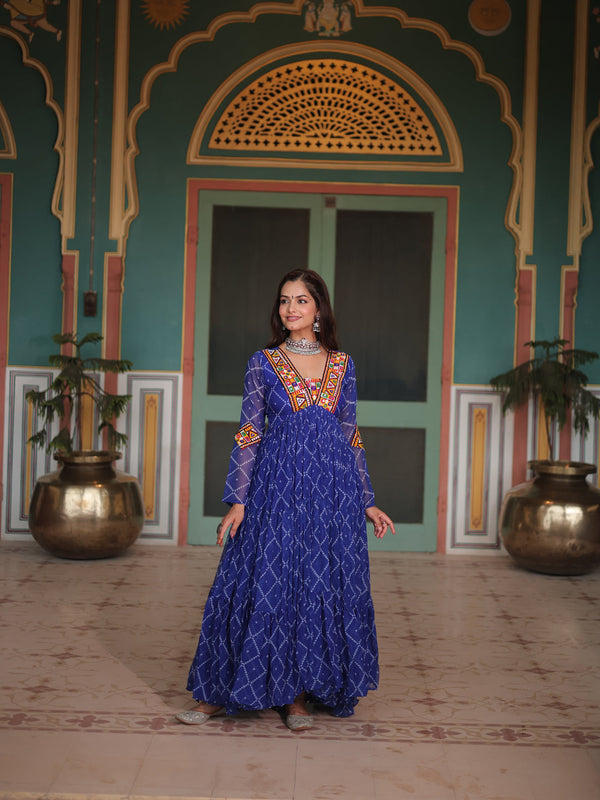 Blue Faux Georgette Anarkali Dress Acy9315