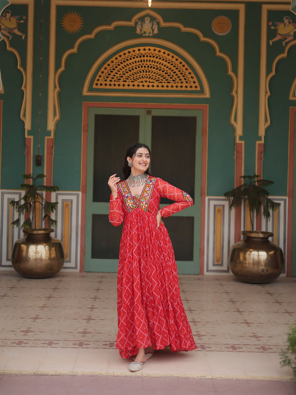 Orange Faux Georgette Anarkali Dress Acy9316