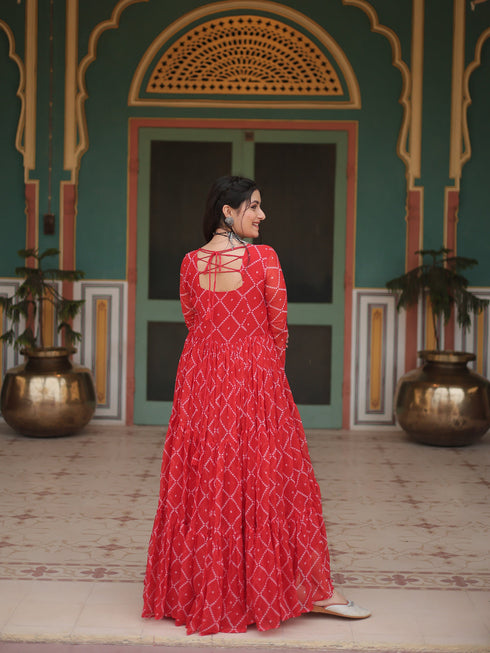 Orange Faux Georgette Anarkali Dress Acy9316 Closure View