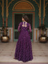 Wine Faux Georgette Anarkali Dress Acy9317 Closure View