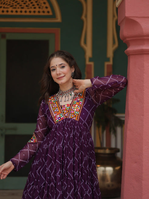 Wine Faux Georgette Anarkali Dress Acy9317 Back View