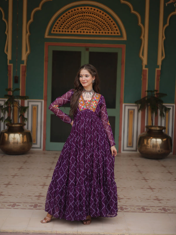 Wine Faux Georgette Anarkali Dress Acy9317