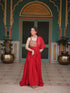 Red Rayon Anarkali Dress Acy9332 Closure View