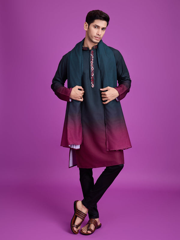 Green & Maroon Kurta Rayon payjama