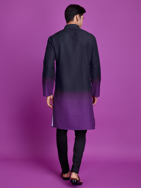 Black & Dusty Purple Kurta Rayon payjama Closure View