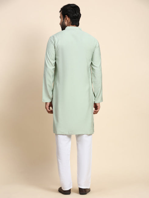 Green Kurta Viscose Rayon Payjama Closure View