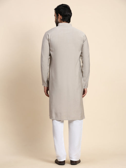 Grey Kurta Viscose Rayon Payjama Closure View