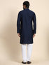 Navy Blue Kurta Viscose Rayon Payjama Closure View