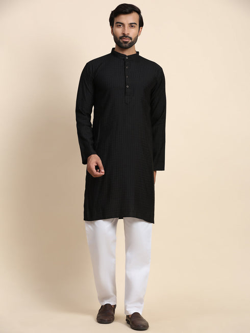 Black Kurta Viscose Rayon Payjama