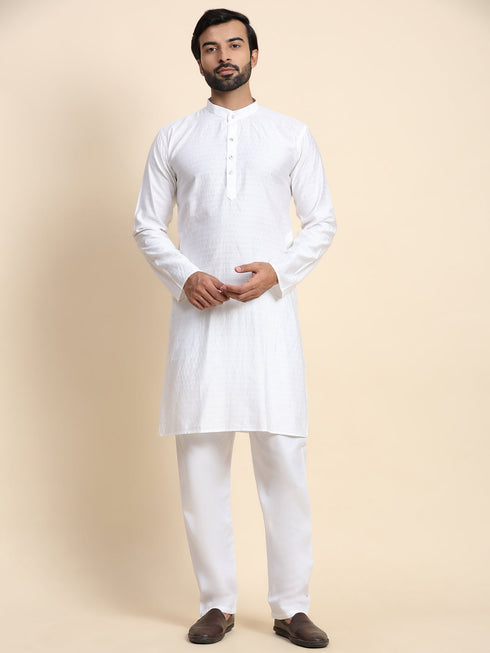 White Kurta Viscose Rayon Payjama