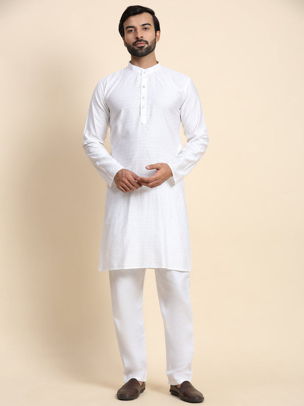 White Kurta Viscose Rayon Payjama