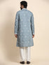 Blue Kurta Silk Payjama Closure View