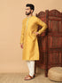Yellow Kurta Jacquard Payjama Closure View