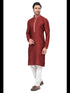 Red Kurta Jacquard Payjama Closure View