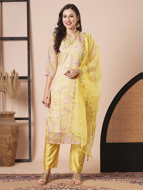Yellow Taby Silk Pant Suit Acz3050