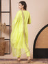 Yellow Viscose Jacquard Pant Suit Acz3051 Closure View