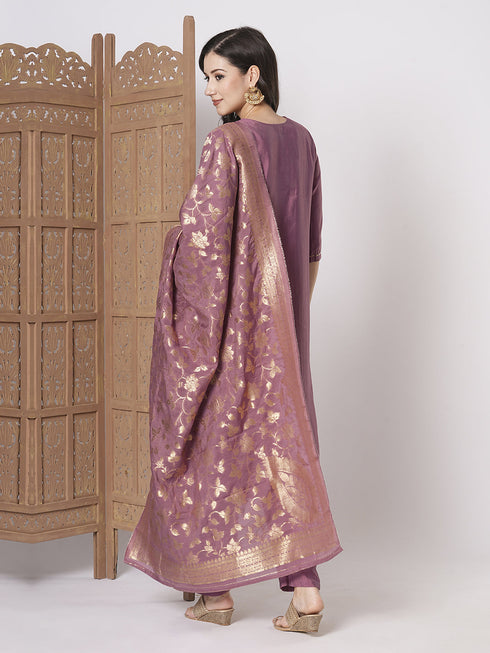 Pink Pv Chanderi Pant Suit Acz3052 Closure View