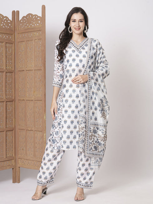 Grey Muslin Cotton Pant Suit Acz3059