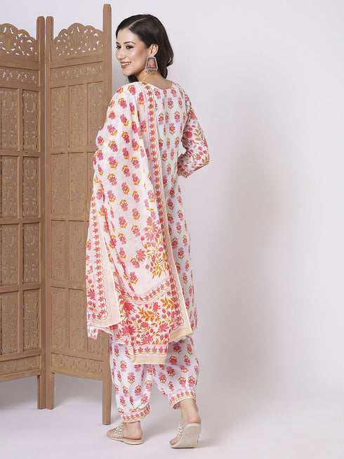 Pink Muslin Cotton Pant Suit Acz3060 Closure View