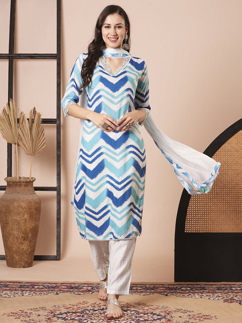 Blue Muslin Pant Suit Acz3061