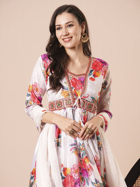 White Chinon Pant Suit Acz3062 Back View