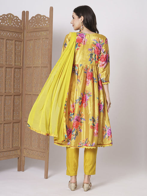 Yellow Chinon Pant Suit Acz3063 Closure View