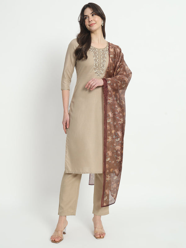 Beige Cotton Pant Suit Acz3099