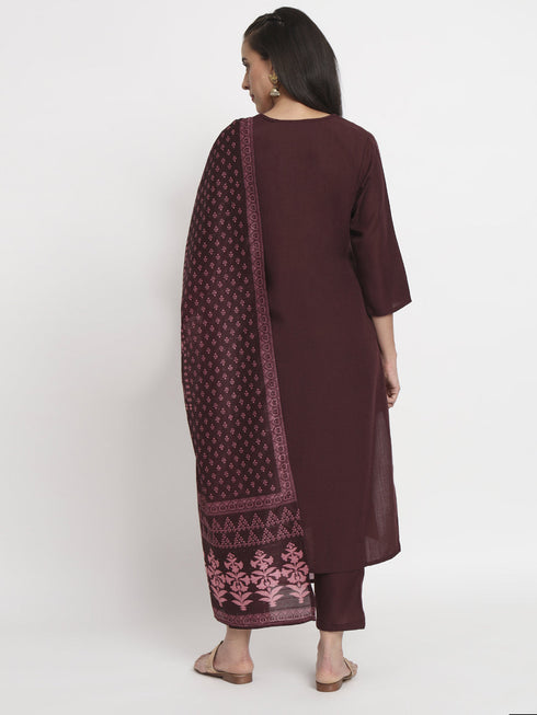 Brown Magic Cotton Pant Suit Acz3109 Closure View