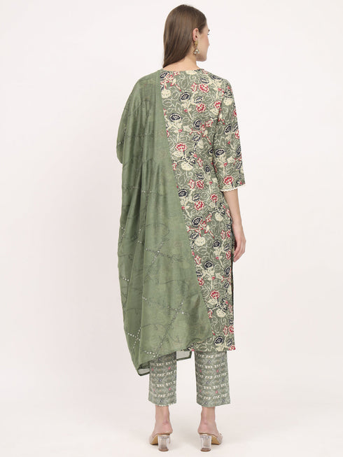 Green Magic Cotton Pant Suit Acz3115 Closure View