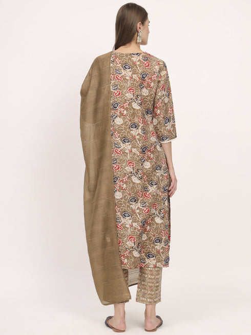 Brown Magic Cotton Pant Suit Acz3116 Closure View