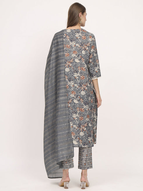 Grey Magic Cotton Pant Suit Acz3117 Closure View