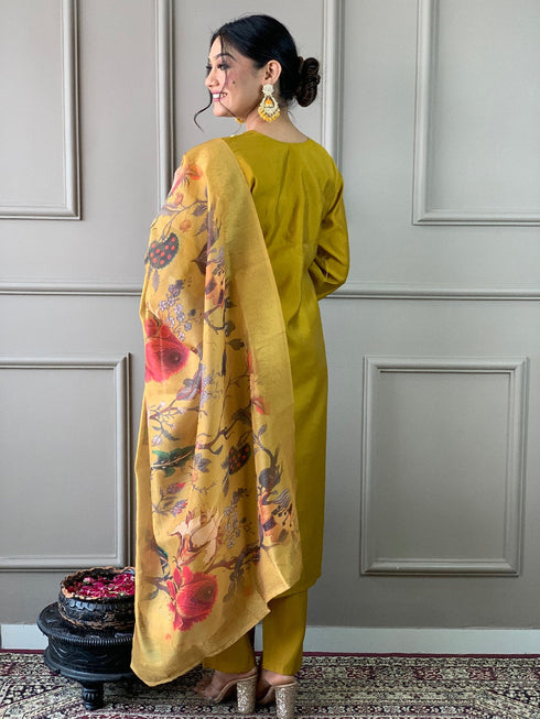 Mustard Pv Chanderi Pant Suit Acz3139 Closure View