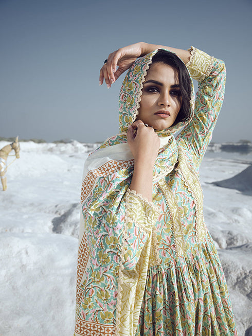 Pista Cotton Anarkali Suit Acz3153 Closure View