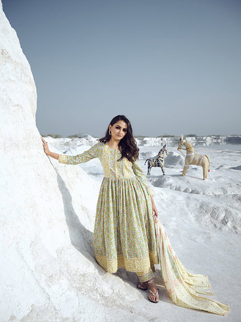 Pista Cotton Anarkali Suit Acz3153