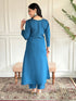 Blue Chanderi Viscose Pant Suit Acz3169 Closure View